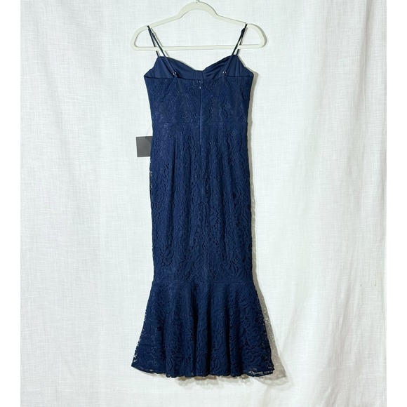 Lulus Found Your Love Navy Blue Lace Trumpet Midi Dress Small - Picture 7 of 10